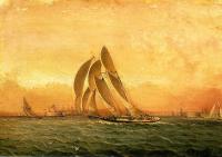 James E Buttersworth - In Full Sail, New York Harbor
